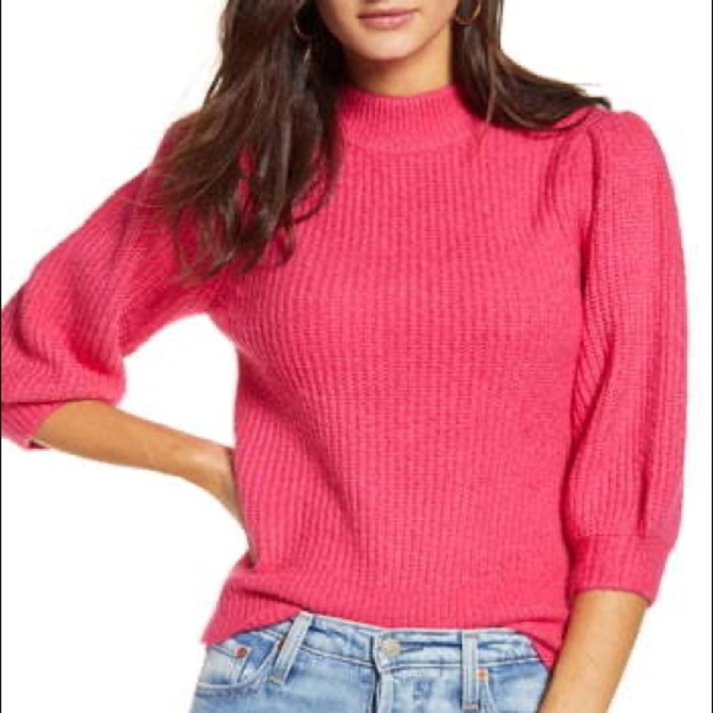 Leith Magenta Short Sleeve Sweater